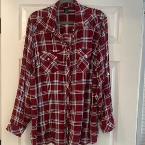Torrid Burgundy Plaid Rayon Shirt Womens Size 3x